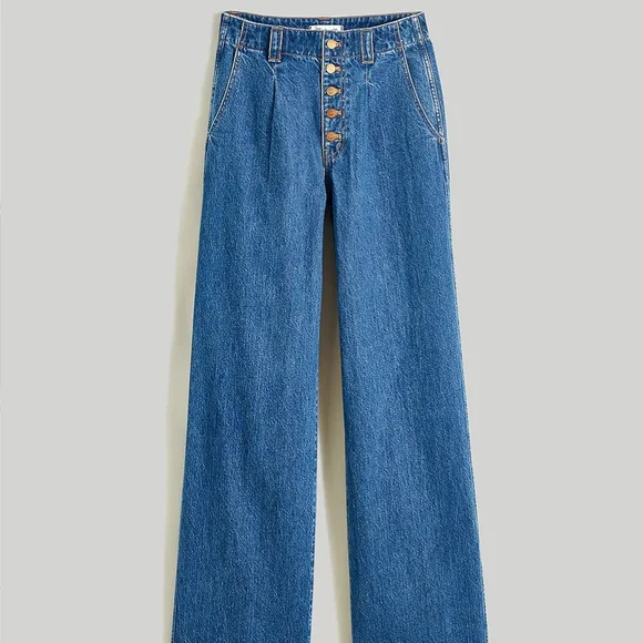 NWT Madewell Superwide-Leg High Waisted Button Fly Jeans Myler Wash - Picture 4 of 17